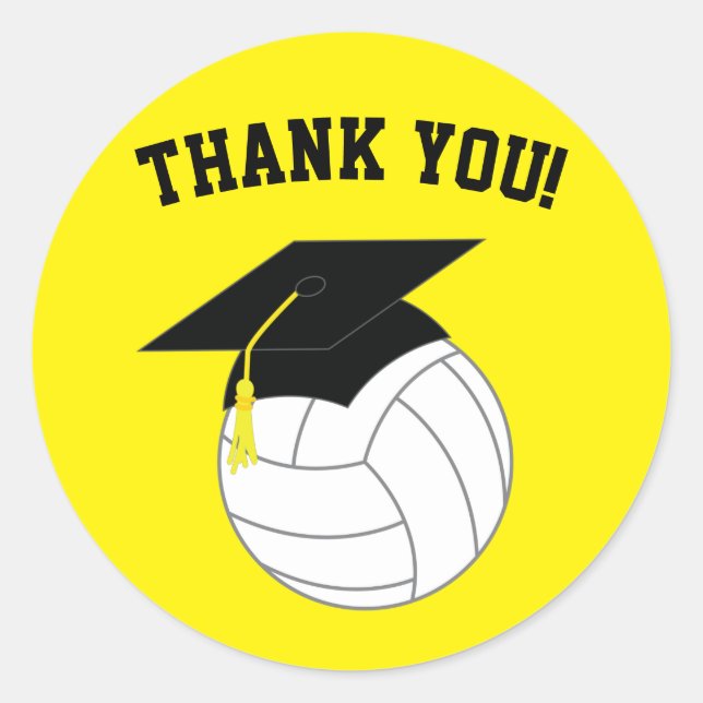 Adesivo Redondo Graduação de Voleibol - Amarelo (Frente)