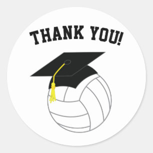 Adesivo Redondo Graduação de Voleibol - Branco Negro