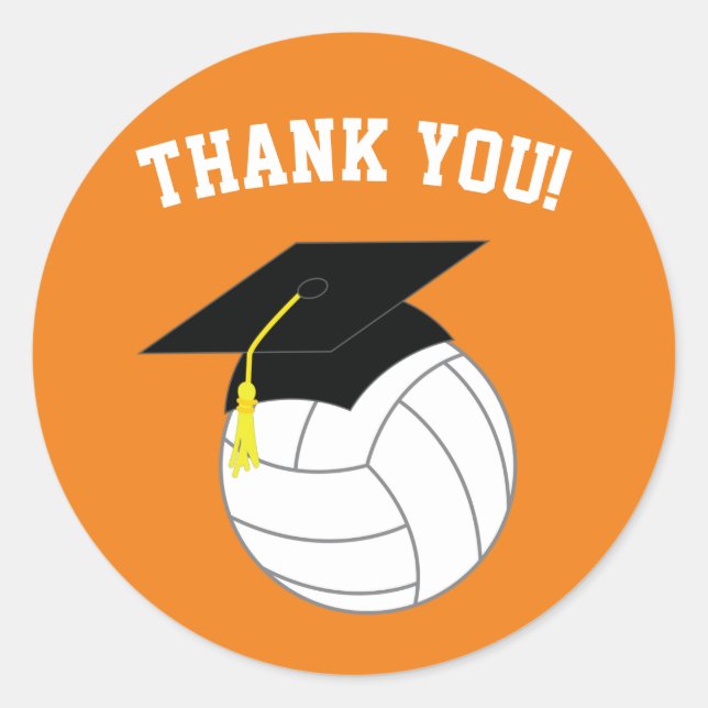 Adesivo Redondo Graduação de Voleibol Laranja (Frente)