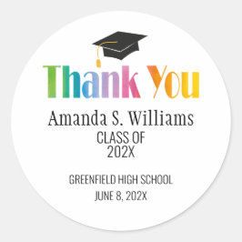 Adesivo Redondo Graduação do Boné Formando Preto Obrigado