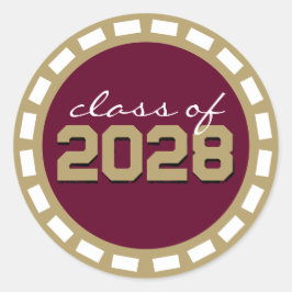 Adesivo Redondo Graduação Dourada em Borgonha e Bronze