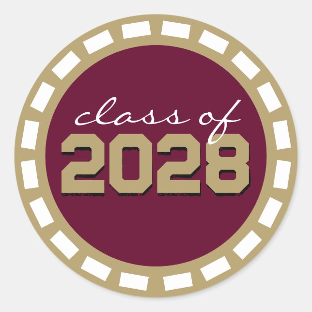 Adesivo Redondo Graduação Dourada em Borgonha e Bronze (Frente)