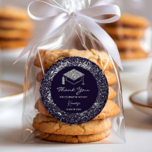 Adesivo Redondo Graduação Elegante Obrigado Sticker - Boné pratead