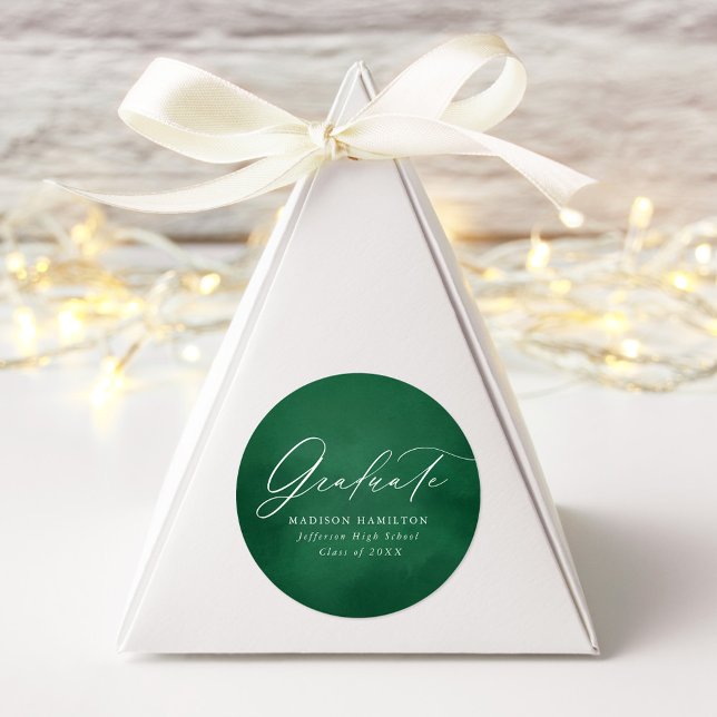 Adesivo Redondo Graduação em Aquarela Verde para Caligrafia Elegan (Criador carregado)