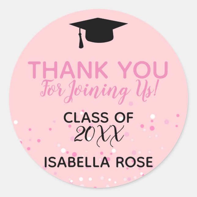 Adesivo Redondo Graduação em madeira rosa (Frente)