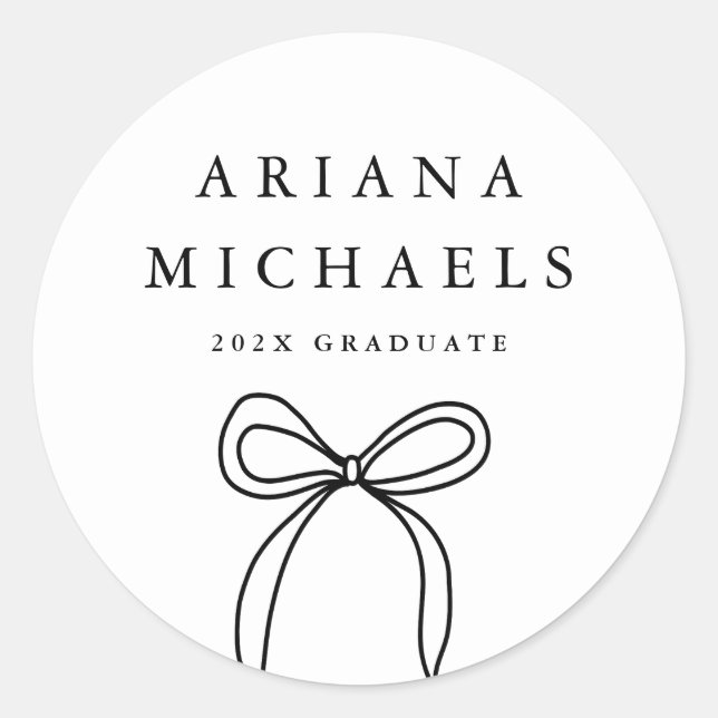 Adesivo Redondo Graduação em preto e branco do Arco moderno (Frente)