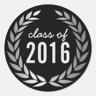 Adesivo Redondo Graduação em Wreath Modern Silver Laurel