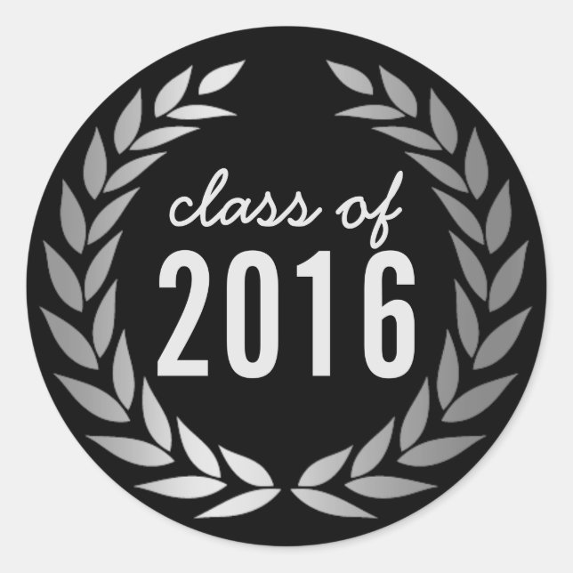 Adesivo Redondo Graduação em Wreath Modern Silver Laurel (Frente)