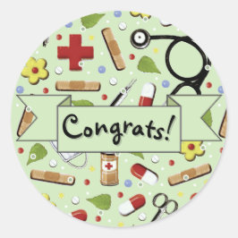 Adesivo Redondo Graduação Escolar de Enfermagem Graduação Clássica