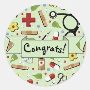 Adesivo Redondo Graduação Escolar de Enfermagem Graduação Clássica