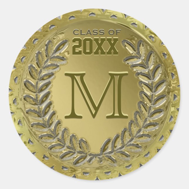 Adesivo Redondo Graduação Faux Gold Foil (Frente)