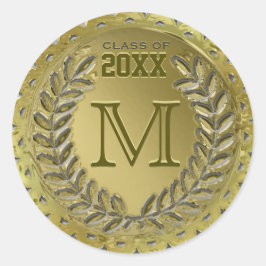 Adesivo Redondo Graduação Faux Gold Foil