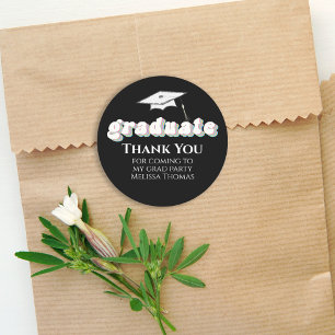 Adesivo Redondo Graduação Formando Preto Tipografia Retroativa Sim