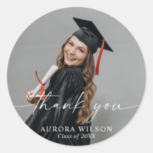 Adesivo Redondo Graduação Foto Obrigado Favor