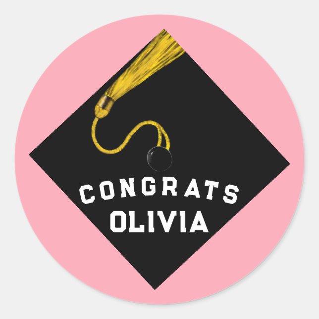 Adesivo Redondo Graduação Graduada Rosa (Frente)