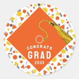 Adesivo Redondo Graduação Laranja 2025