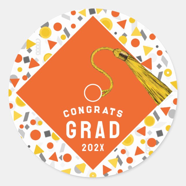 Adesivo Redondo Graduação Laranja 2025 (Frente)