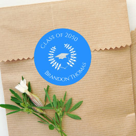 Adesivo Redondo Graduação Louro Clássico Simples Azul