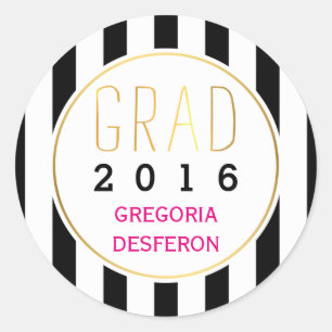 Adesivo Redondo Graduação moderna do formando 2016 brancos preto