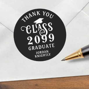 Adesivo Redondo Graduação Obrigado Classe Ano Personalizado Cor