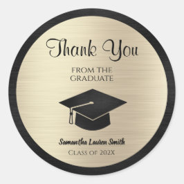 Adesivo Redondo Graduação Obrigado Classe Preta Dourada de 2022