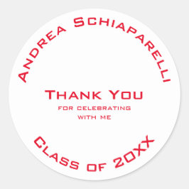 Adesivo Redondo Graduação Personalidade Vermelha Simples Moderna O