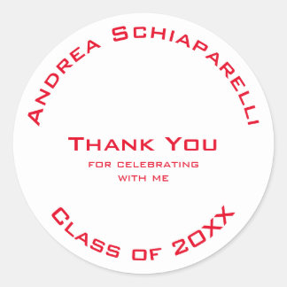 Adesivo Redondo Graduação Personalidade Vermelha Simples Moderna O