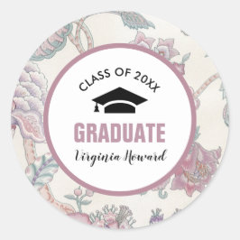 Adesivo Redondo Graduação Personalizada de Padrão Floral