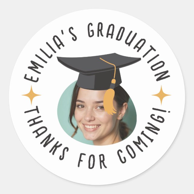 Adesivo Redondo Graduação Personalizada De Texto Fotográfico Que O (Frente)