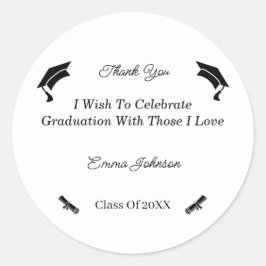 Adesivo Redondo Graduação Personalizada Mínima Preta E Branca