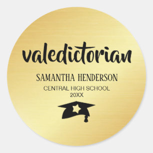 Adesivo Redondo Graduação personalizada ouro do Valedictorian