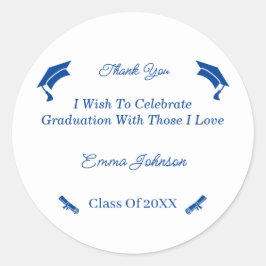 Adesivo Redondo Graduação Personalizada Simples Azul E Branco