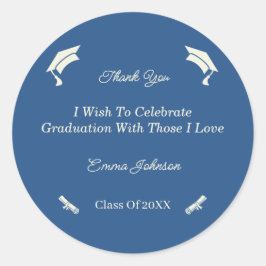 Adesivo Redondo Graduação Personalizada Simples E Azul