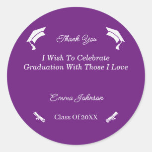 Adesivo Redondo Graduação Personalizada Simples Roxo E Branco