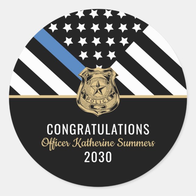 Adesivo Redondo Graduação Policial - Polícia Azul Fino (Frente)