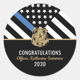 Adesivo Redondo Graduação Policial - Polícia Azul Fino