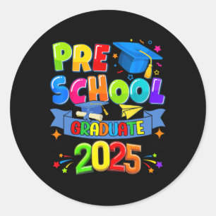 Adesivo Redondo Graduação pré-escolar 2025 Crianças pré-k Formando