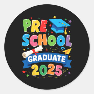 Adesivo Redondo Graduação pré-escolar 2025 Crianças pré-k Formando