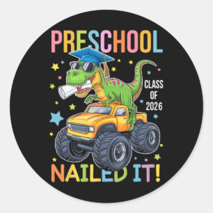Adesivo Redondo Graduação Pré-Escolar Turma De 2025 Graduado Dinos