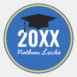 Adesivo Redondo Graduação Real Azul de Formando Negrito