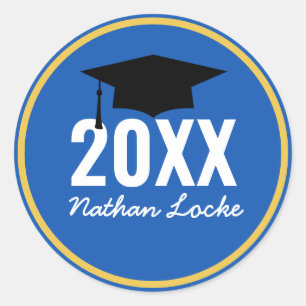 Adesivo Redondo Graduação Real Azul de Formando Negrito