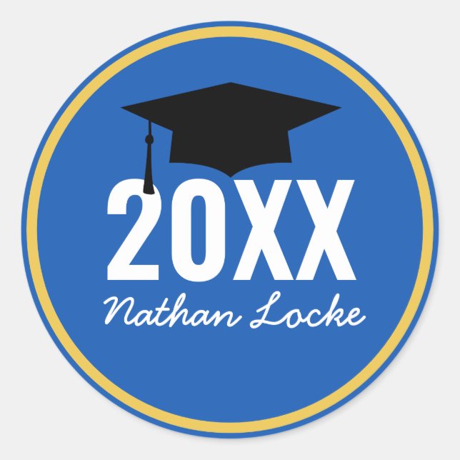 Adesivo Redondo Graduação Real Azul de Formando Negrito (Frente)