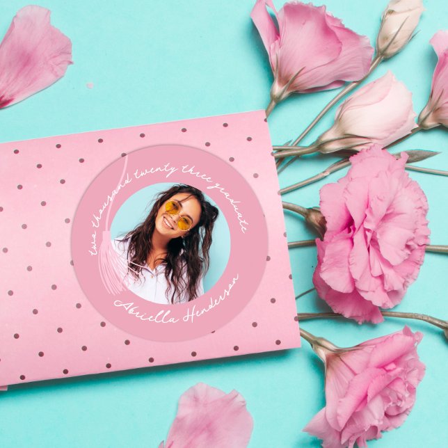 Adesivo Redondo Graduação Rosa Moderna (Criador carregado)