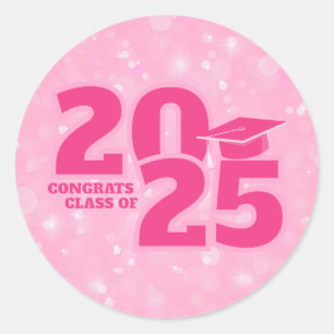 Adesivo Redondo Graduação Rosa Trendy