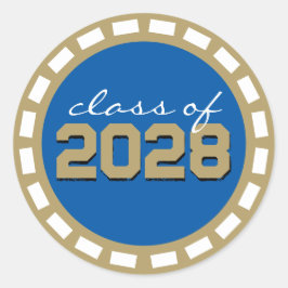 Adesivo Redondo Graduação Royal Blue & Bronze Filmstrip