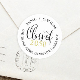 Adesivo Redondo Graduação Script Clássico de Dourado Preto Clássic