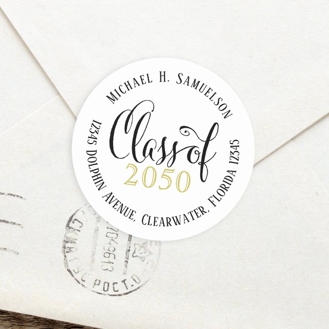 Adesivo Redondo Graduação Script Clássico de Dourado Preto Clássic (Criador carregado)