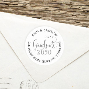 Adesivo Redondo Graduação - Script Elegante Minimalista Moderno Pr