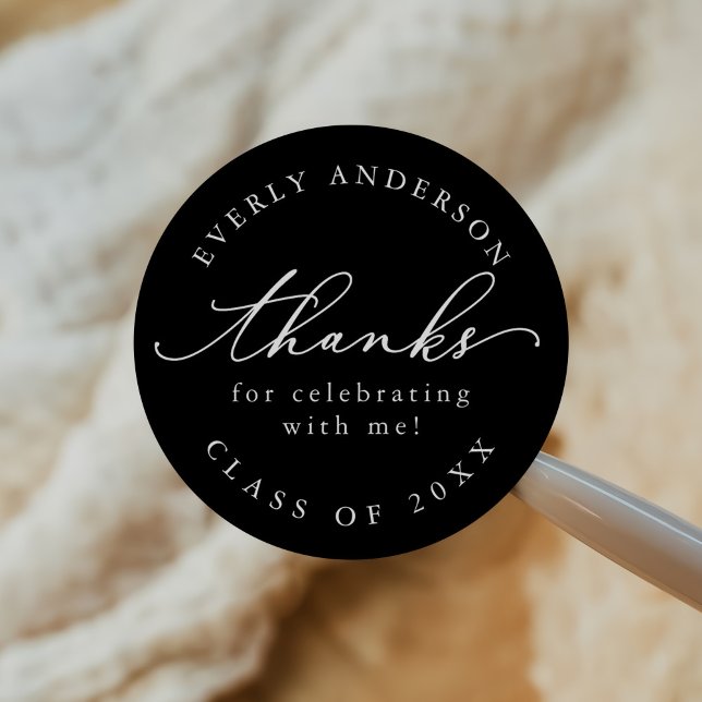 Adesivo Redondo Graduação Simples de Script Moderno (Criador carregado)