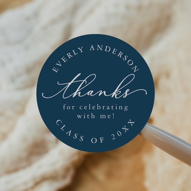 Adesivo Redondo Graduação Simples de Script Moderno (Criador carregado)